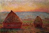 Sunset Canvas Paintings - Grainstacks_ Sunset